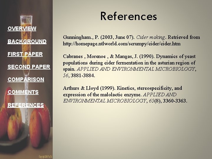 References OVERVIEW BACKGROUND FIRST PAPER SECOND PAPER COMPARISON COMMENTS REFERENCES Gunningham. , P. (2003,