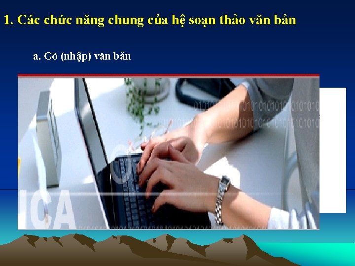 1. Các chức năng chung của hệ soạn thảo văn bản a. Gõ (nhập)