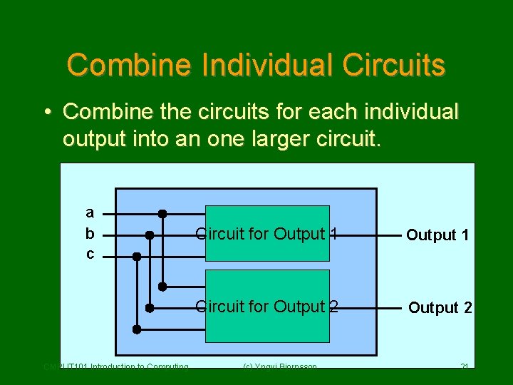 Combine Individual Circuits • Combine the circuits for each individual output into an one