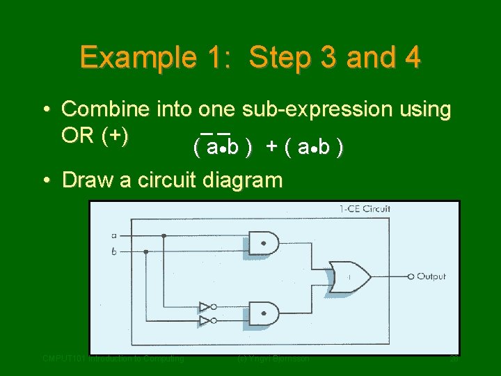 Example 1: Step 3 and 4 • Combine into one sub-expression using OR (+)