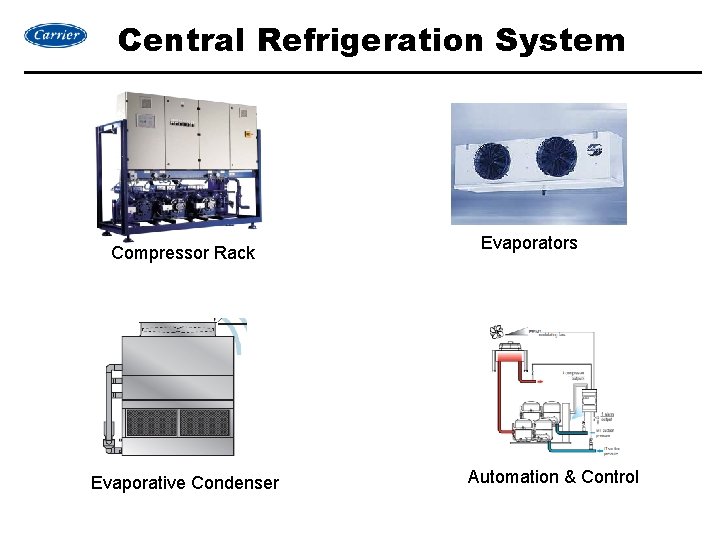 Central Refrigeration System Compressor Rack Evaporative Condenser Evaporators Automation & Control 