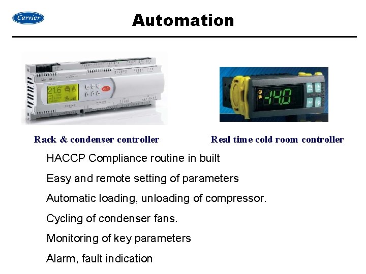 Automation Rack & condenser controller Real time cold room controller HACCP Compliance routine in