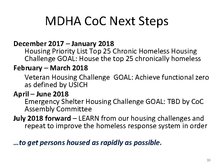 MDHA Co. C Next Steps December 2017 – January 2018 Housing Priority List Top