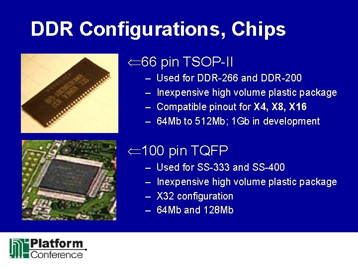 DDR Configurations, Chips Ü 66 pin TSOP-II – – Used for DDR-266 and DDR-200