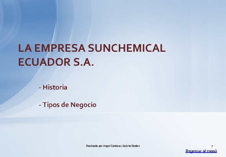 LA EMPRESA SUNCHEMICAL ECUADOR S. A. - Historia - Tipos de Negocio Realizado por