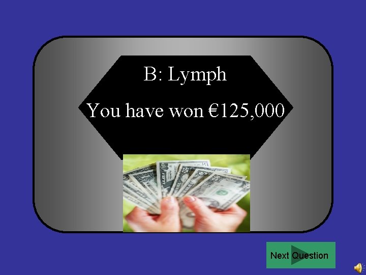 B: Lymph You have won € 125, 000 Next Question 