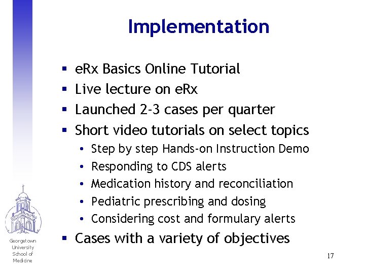 Implementation § § e. Rx Basics Online Tutorial Live lecture on e. Rx Launched