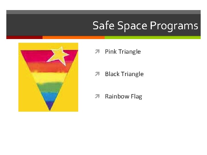 Safe Space Programs Pink Triangle Black Triangle Rainbow Flag 