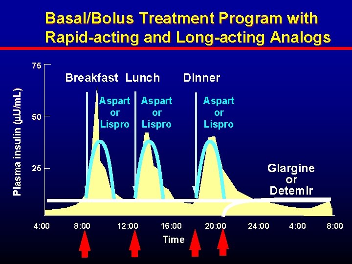Basal/Bolus Treatment Program with Rapid-acting and Long-acting Analogs 75 Plasma insulin ( U/m. L)
