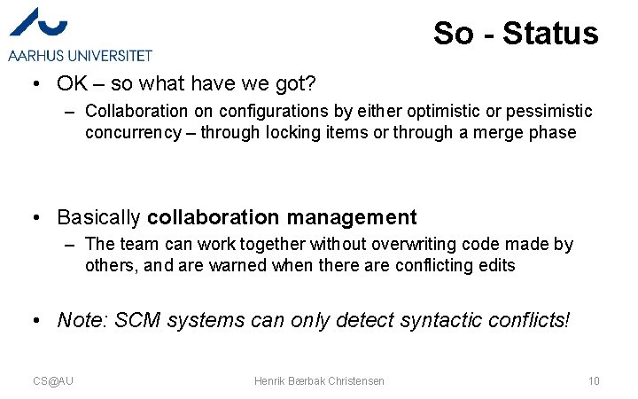 So - Status • OK – so what have we got? – Collaboration on So - Status • OK – so what have we got? – Collaboration on
