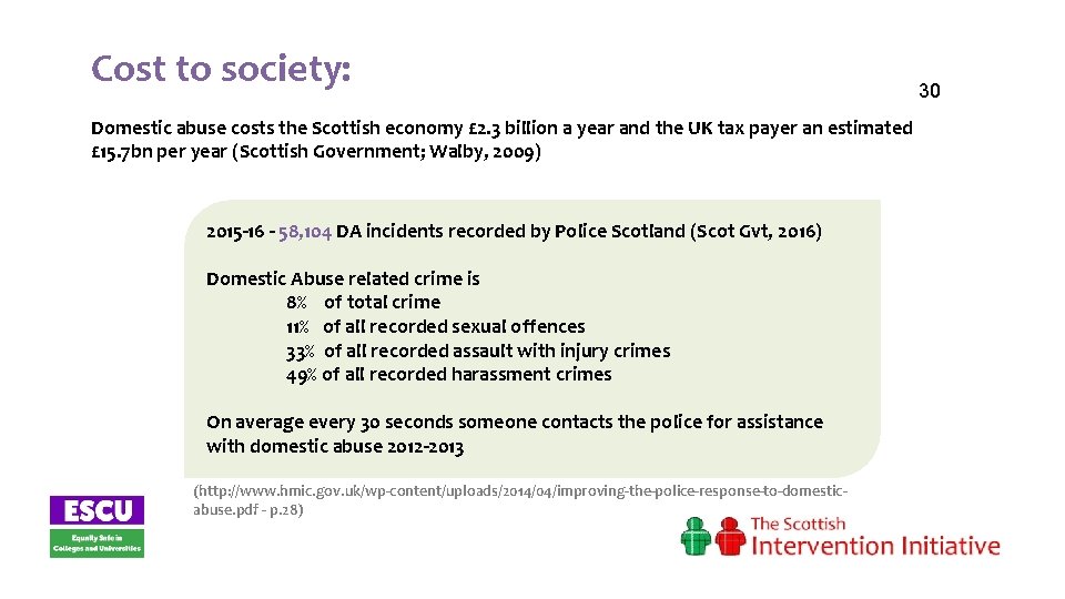 Cost to society: Domestic abuse costs the Scottish economy £ 2. 3 billion a