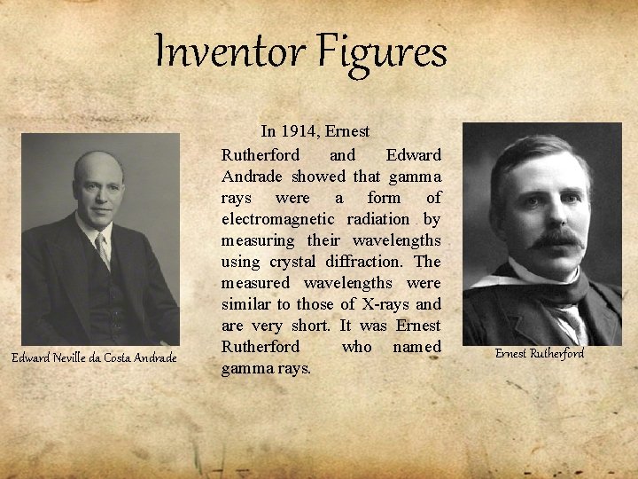 Inventor Figures Edward Neville da Costa Andrade In 1914, Ernest Rutherford and Edward Andrade