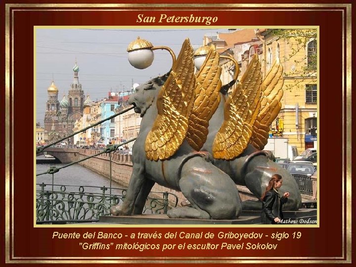 San Petersburgo Puente del Banco - a través del Canal de Griboyedov - siglo