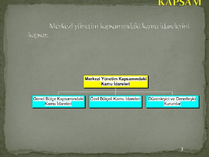 KAPSAM kapsar. Merkezî yönetim kapsamındaki kamu idarelerini 3 