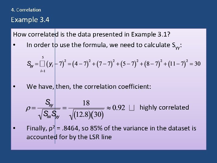 4. Correlation Example 3. 4 How correlated is the data presented in Example 3.