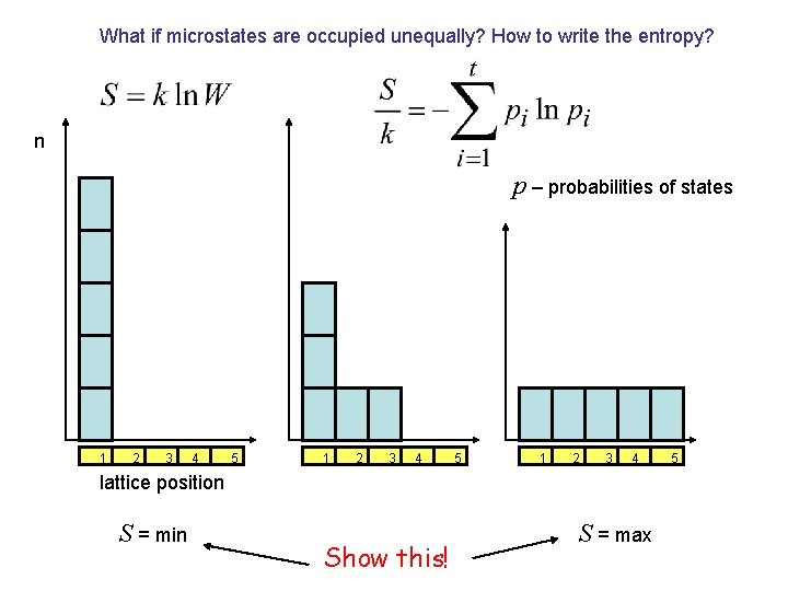 What if microstates are occupied unequally? How to write the entropy? n p –