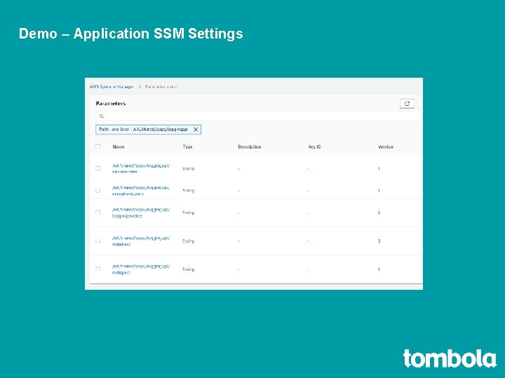 Demo – Application SSM Settings 