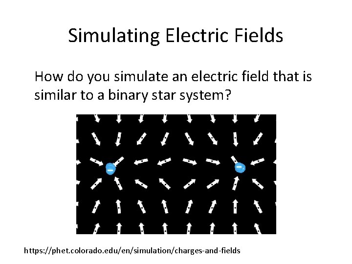 Simulating Electric Fields How do you simulate an electric field that is similar to