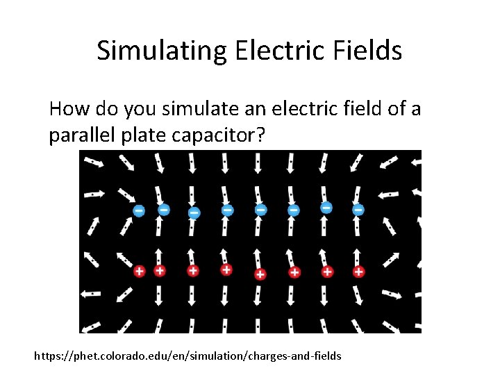 Simulating Electric Fields How do you simulate an electric field of a parallel plate