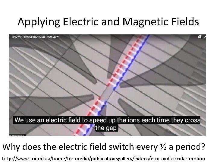 Applying Electric and Magnetic Fields Why does the electric field switch every ½ a