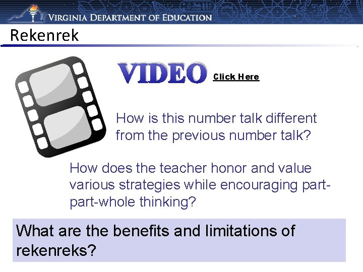 Rekenrek VIDEO Click Here How is this number talk different from the previous number