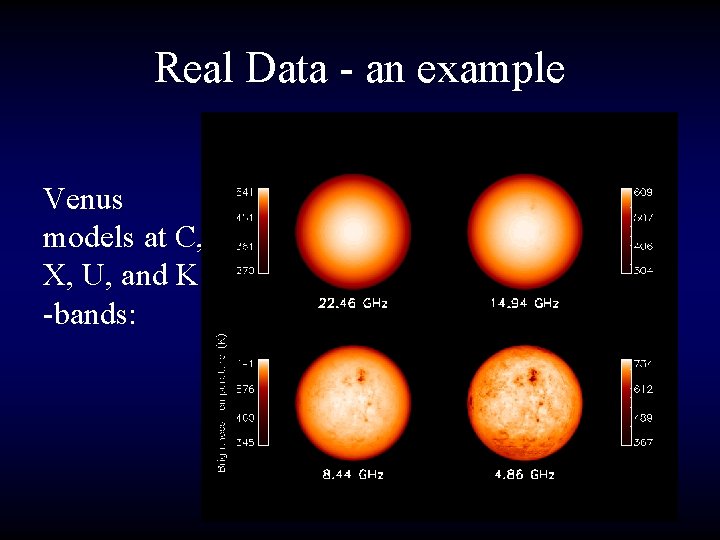 Real Data - an example Venus models at C, X, U, and K -bands: