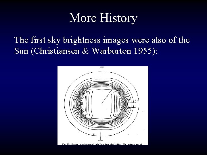 More History The first sky brightness images were also of the Sun (Christiansen &