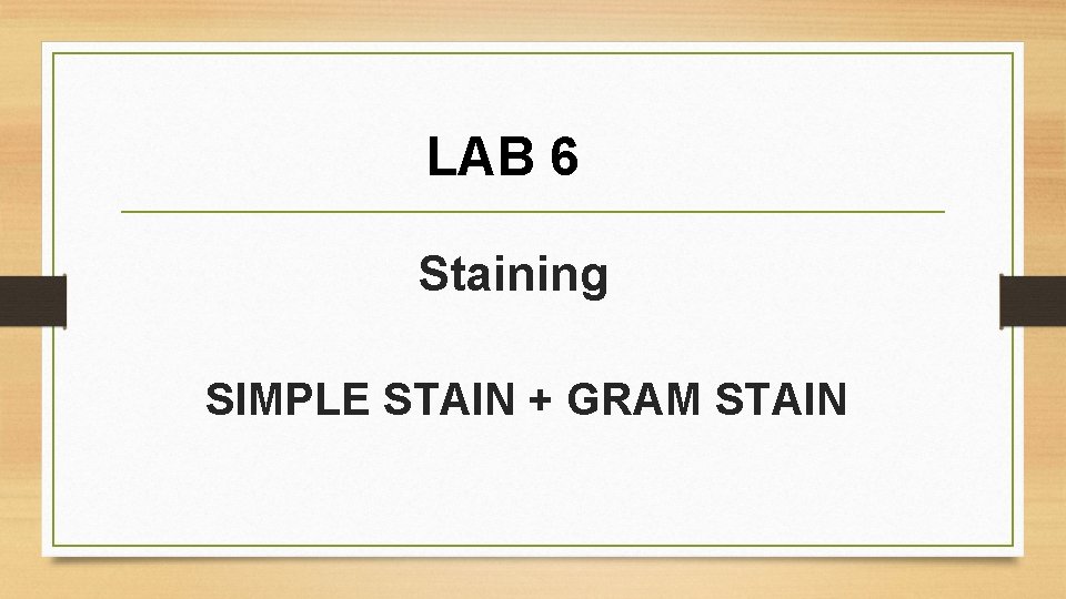 LAB 6 Staining SIMPLE STAIN + GRAM STAIN 