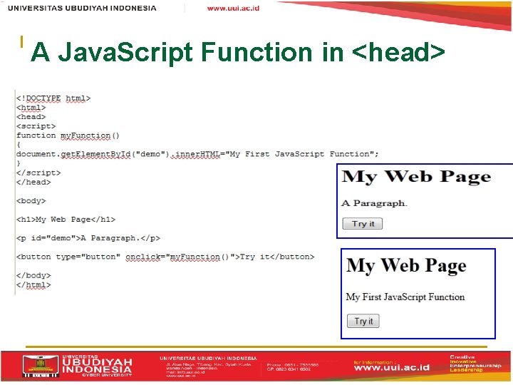 A Java. Script Function in <head> 