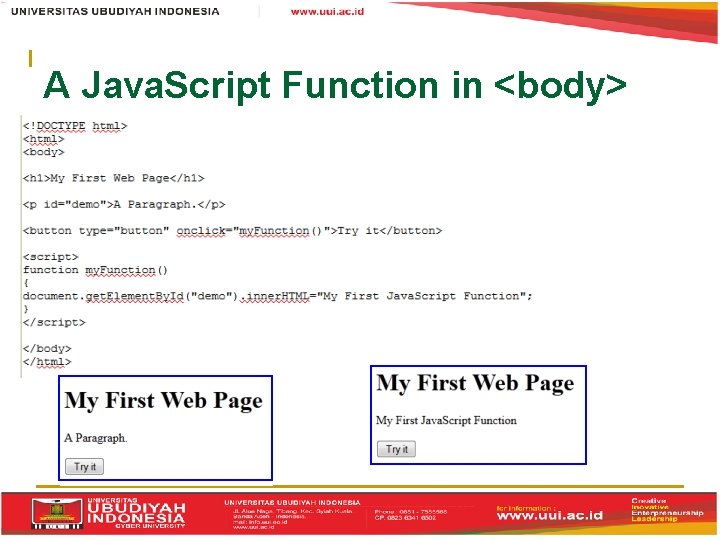 A Java. Script Function in <body> 