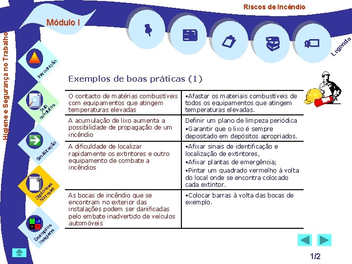  uç aç ão Exemplos de boas práticas (1) O contacto de matérias combustíveis