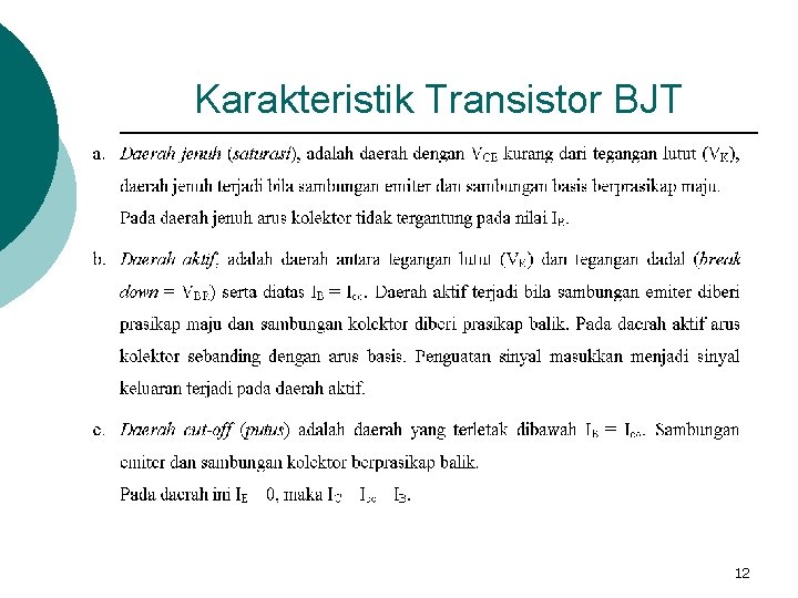 Karakteristik Transistor BJT 12 