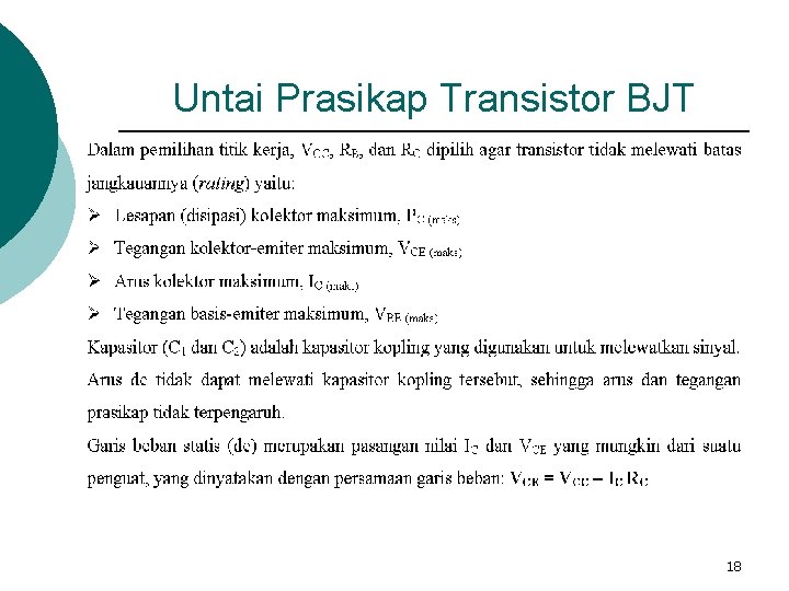Untai Prasikap Transistor BJT 18 