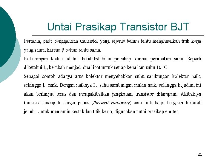 Untai Prasikap Transistor BJT 21 