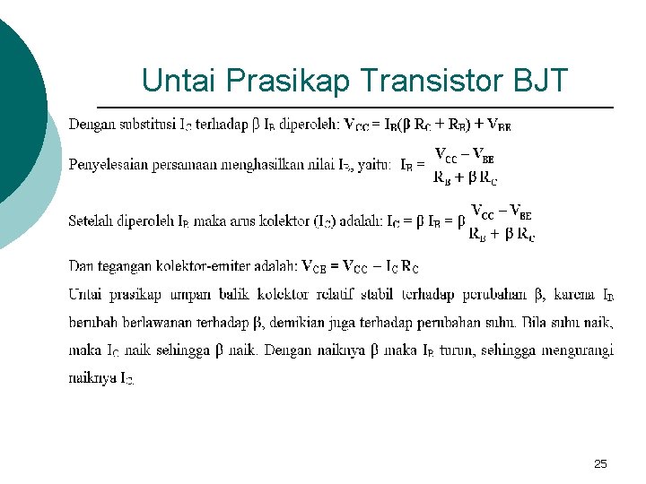 Untai Prasikap Transistor BJT 25 