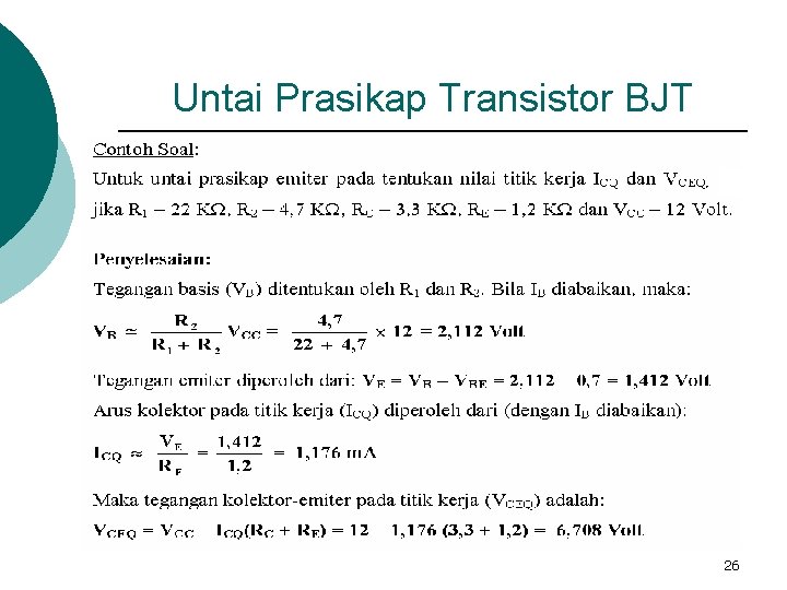 Untai Prasikap Transistor BJT 26 