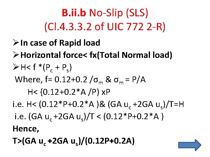 B. ii. b No-Slip (SLS) (Cl. 4. 3. 3. 2 of UIC 772 2