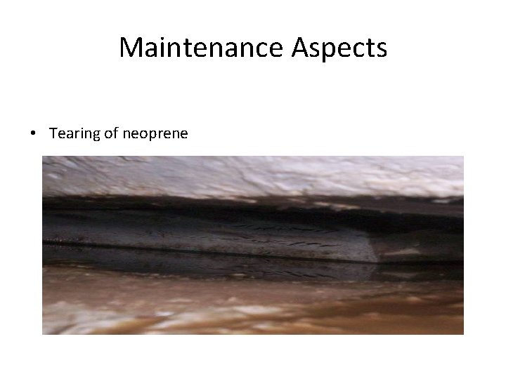 Maintenance Aspects • Tearing of neoprene 