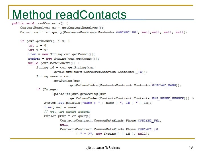 Method read. Contacts ajib susanto fik Udinus 16 