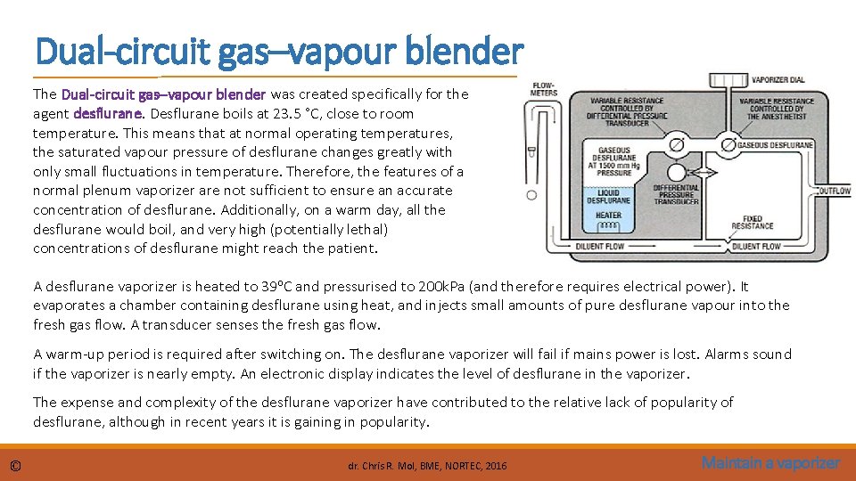 Dual-circuit gas–vapour blender The Dual-circuit gas–vapour blender was created specifically for the agent desflurane.