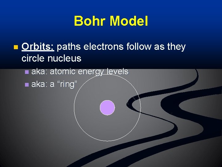 Bohr Model n Orbits: paths electrons follow as they circle nucleus aka: atomic energy