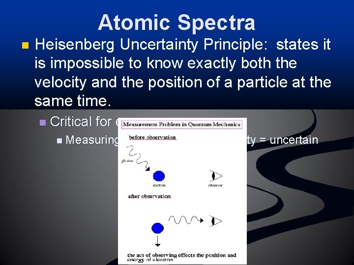 Atomic Spectra n Heisenberg Uncertainty Principle: states it is impossible to know exactly both