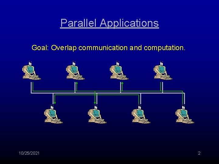 Parallel Applications Goal: Overlap communication and computation. 10/25/2021 2 