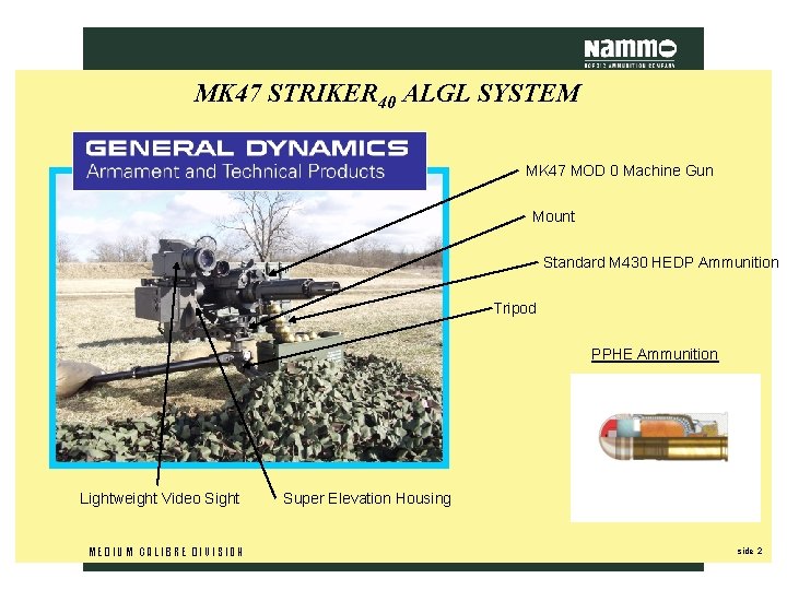 MK 47 STRIKER 40 ALGL SYSTEM MK 47 MOD 0 Machine Gun Mount Standard MK 47 STRIKER 40 ALGL SYSTEM MK 47 MOD 0 Machine Gun Mount Standard