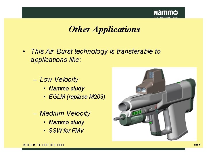 Other Applications • This Air-Burst technology is transferable to applications like: – Low Velocity Other Applications • This Air-Burst technology is transferable to applications like: – Low Velocity