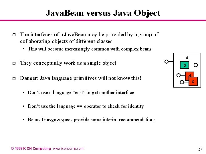 Java. Bean versus Java Object r The interfaces of a Java. Bean may be Java. Bean versus Java Object r The interfaces of a Java. Bean may be
