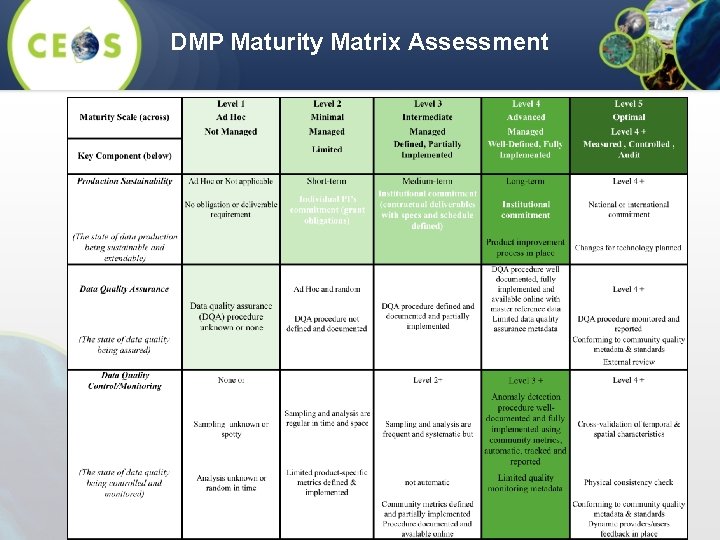 DMP Maturity Matrix Assessment 