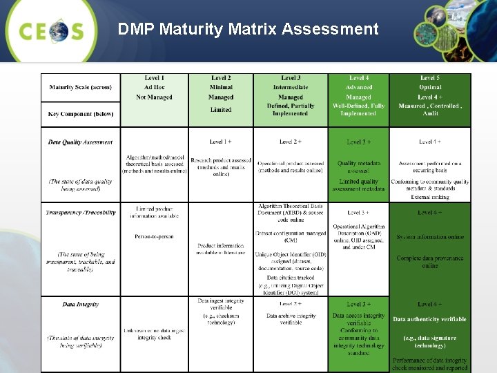 DMP Maturity Matrix Assessment 