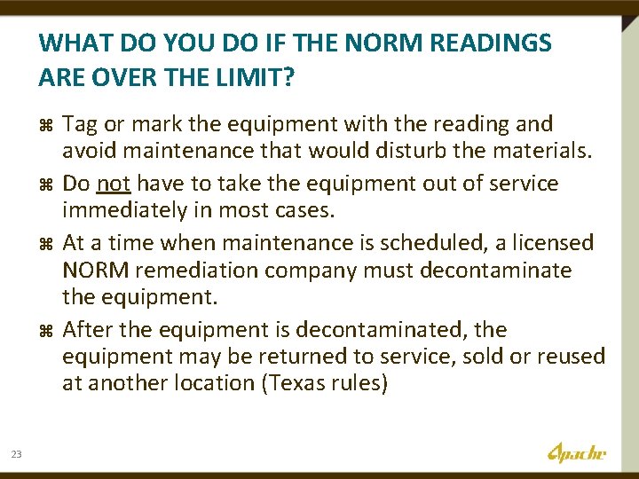 WHAT DO YOU DO IF THE NORM READINGS ARE OVER THE LIMIT? z z