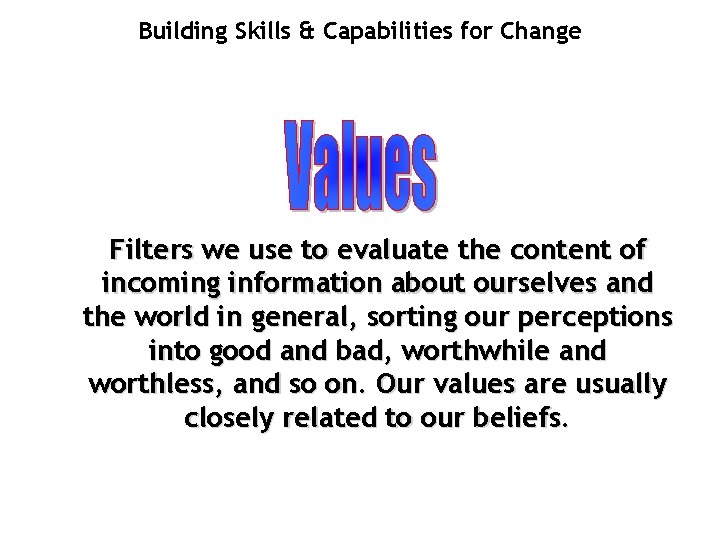 Building Skills & Capabilities for Change Filters we use to evaluate the content of